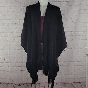 Collectioneighteen women's shawl/wrap black knit with fringe. One Size.